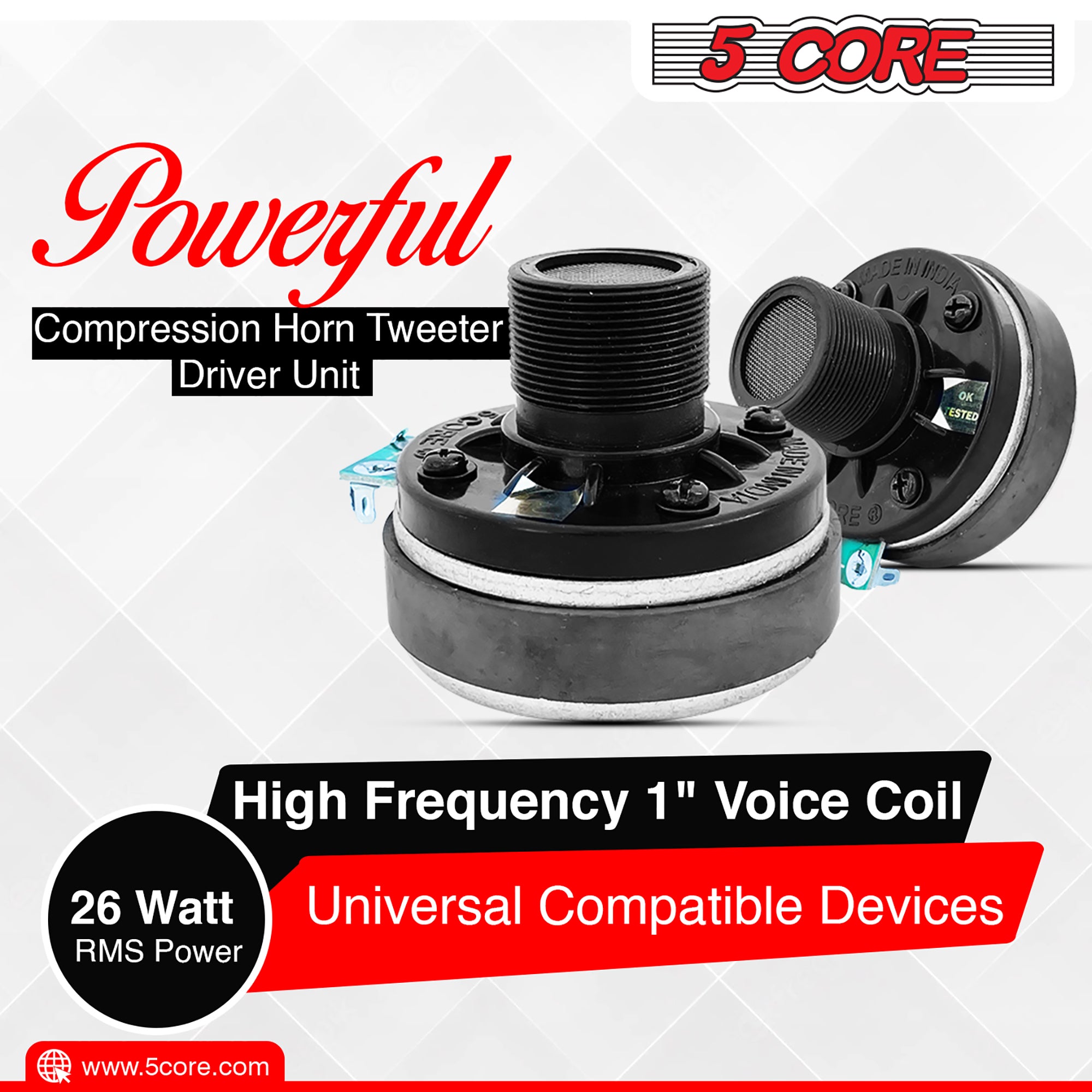 5 Core Horn Speaker Throat Screw On Tweeter Driver Horn 4X10 Inch Rectangle All Weather Directivity Speaker Horn Throat -HISE 4X10 1PC + 5C-D26