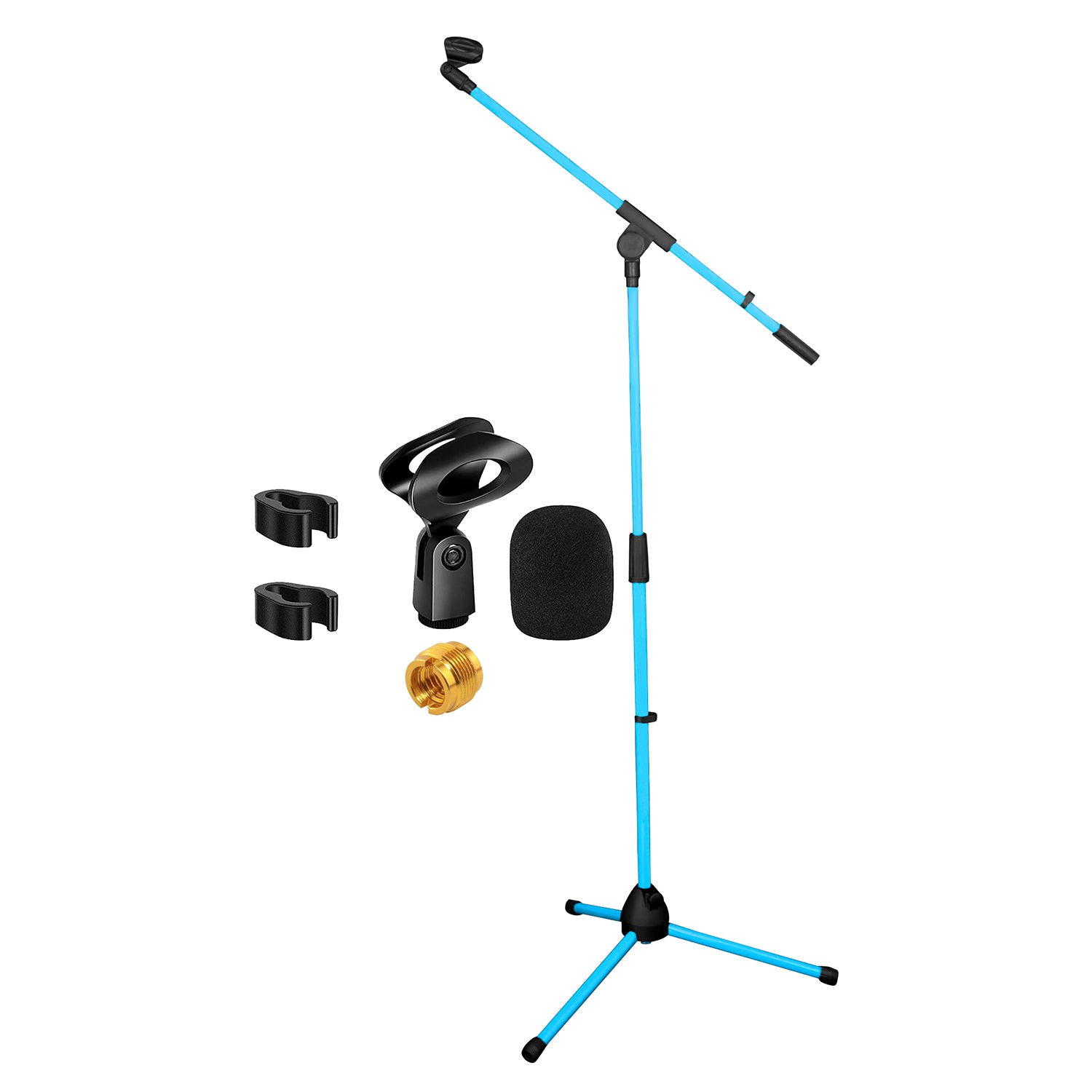 5 Core Tripod Mic Stand 6ft Adjustable Microphone Stands Holder Floor w Boom Arm Sky Blu