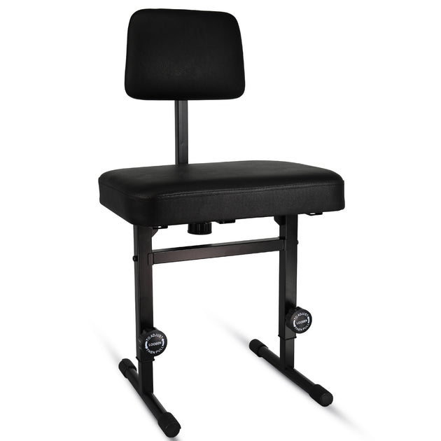 5 CORE Piano Bench Height Adjustable Keyboard Stool Stool Heavy Duty Thick Padded Cushioned Seat with Backrest Black