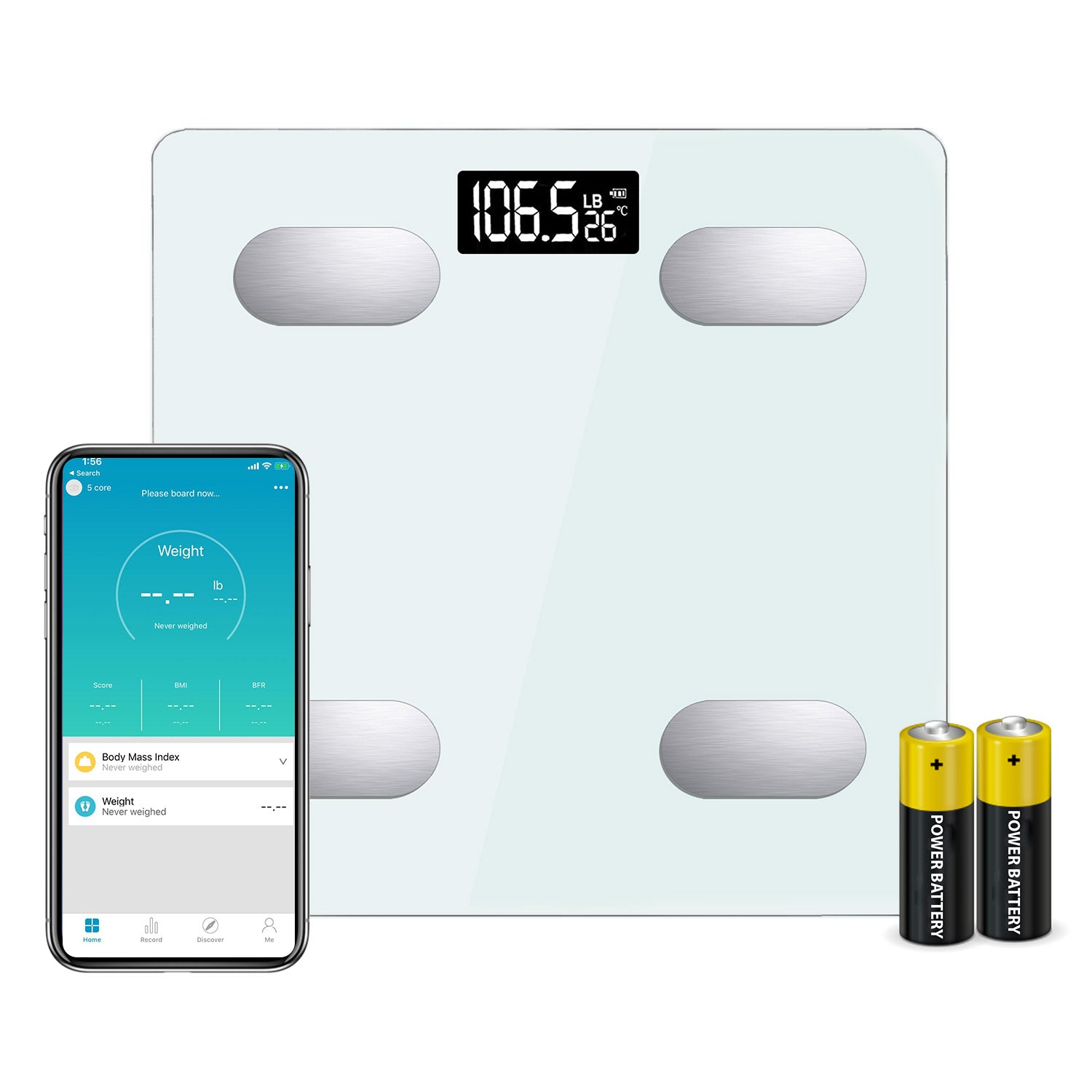 5 Core Smart Weight Scale Scale for Body Weight Digital Bathroom Scale BMI Weighing Bluetooth Body Fat Monitor Health Analyzer Sync w App -BBS HL B WH