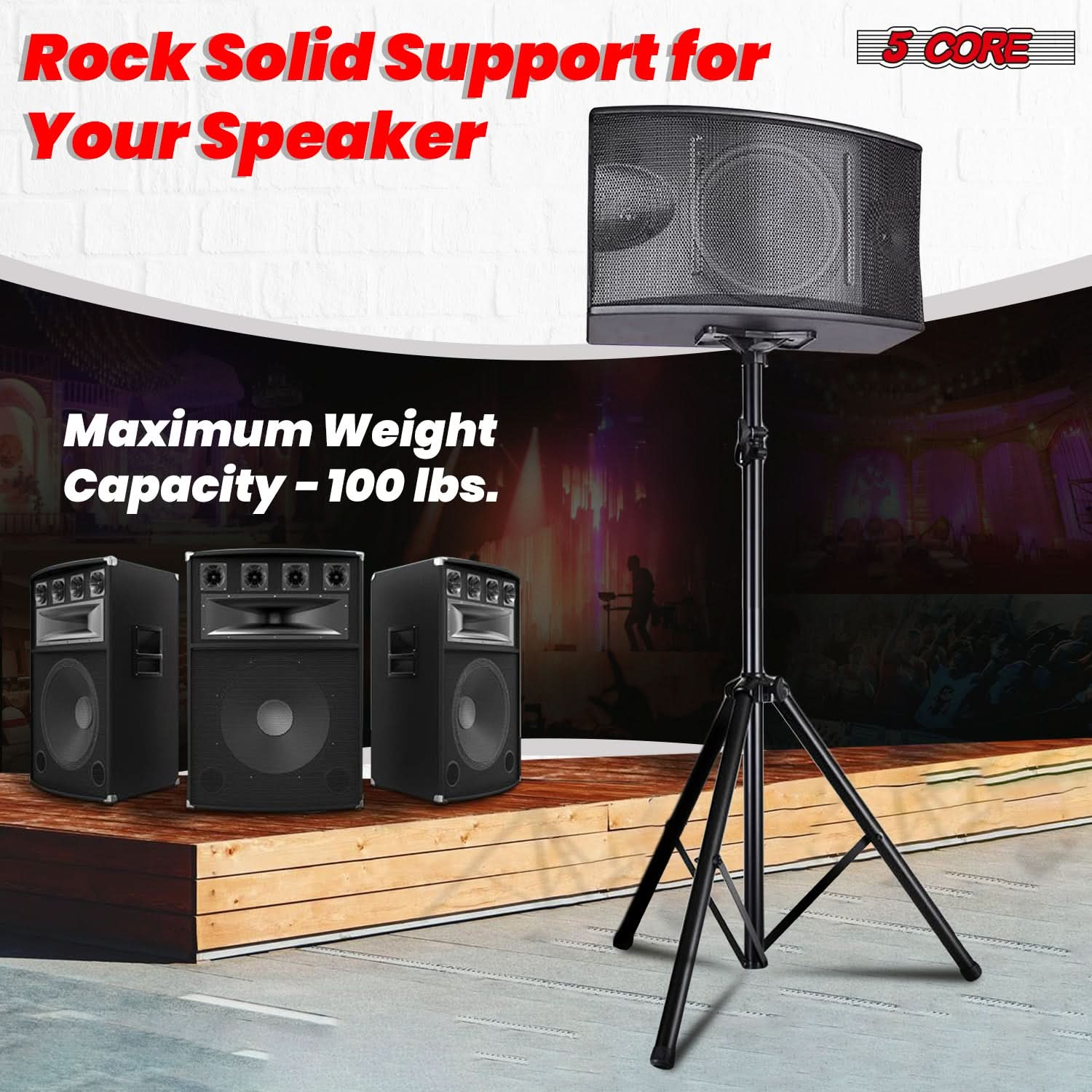 5Core Speaker Stand Tripod Tall Adjustable 72 Inch DJ Studio Monitor Stands Pole Mount