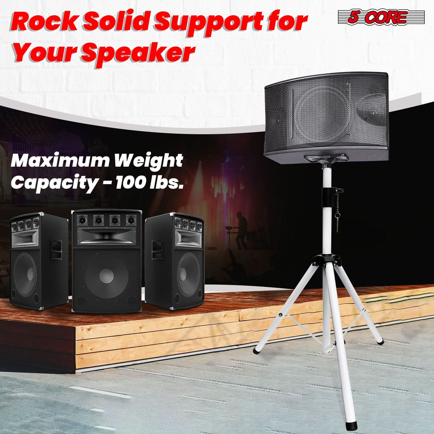 5Core Speaker Stand Tripod Tall Adjustable 72 Inch DJ Studio Monitor Stands Pole Mount