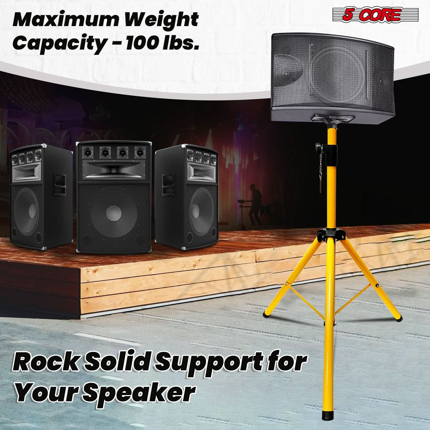 5Core Speaker Stand Tripod Tall Adjustable 72 Inch DJ Studio Monitor Stands Pole Mount