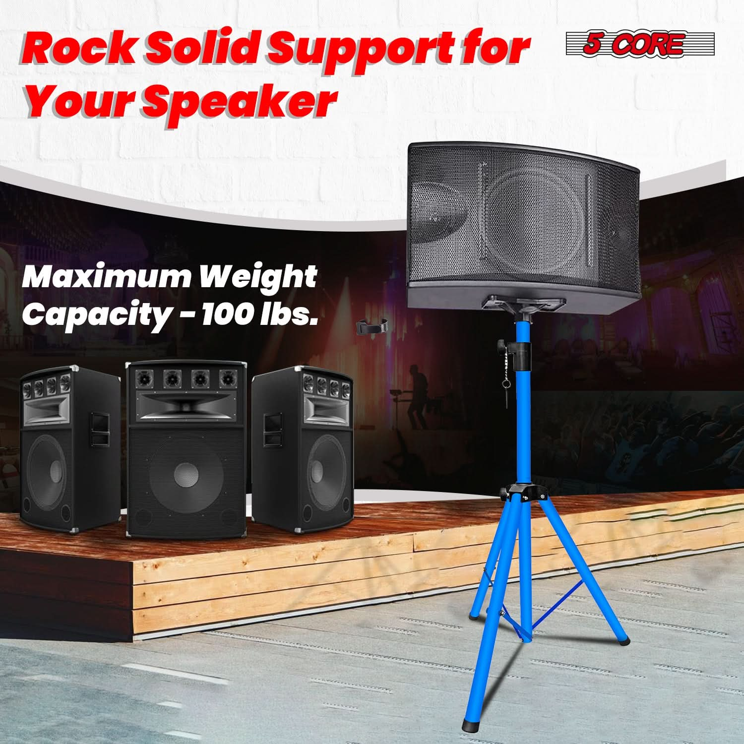 5Core Speaker Stand Tripod Tall Adjustable 72 Inch DJ Studio Monitor Stands Pole Mount