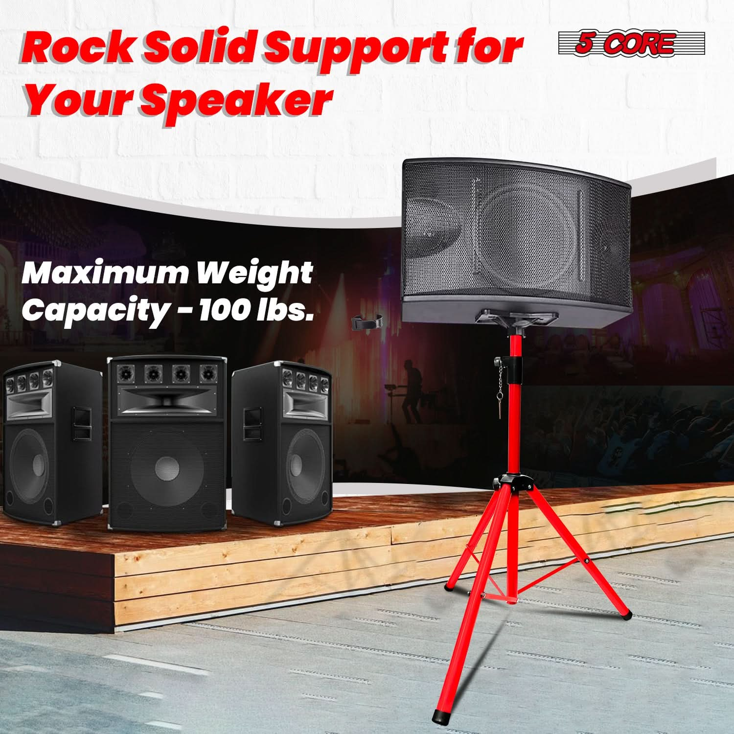 5Core Speaker Stand Tripod Tall Adjustable 72 Inch DJ Studio Monitor Stands Pole Mount