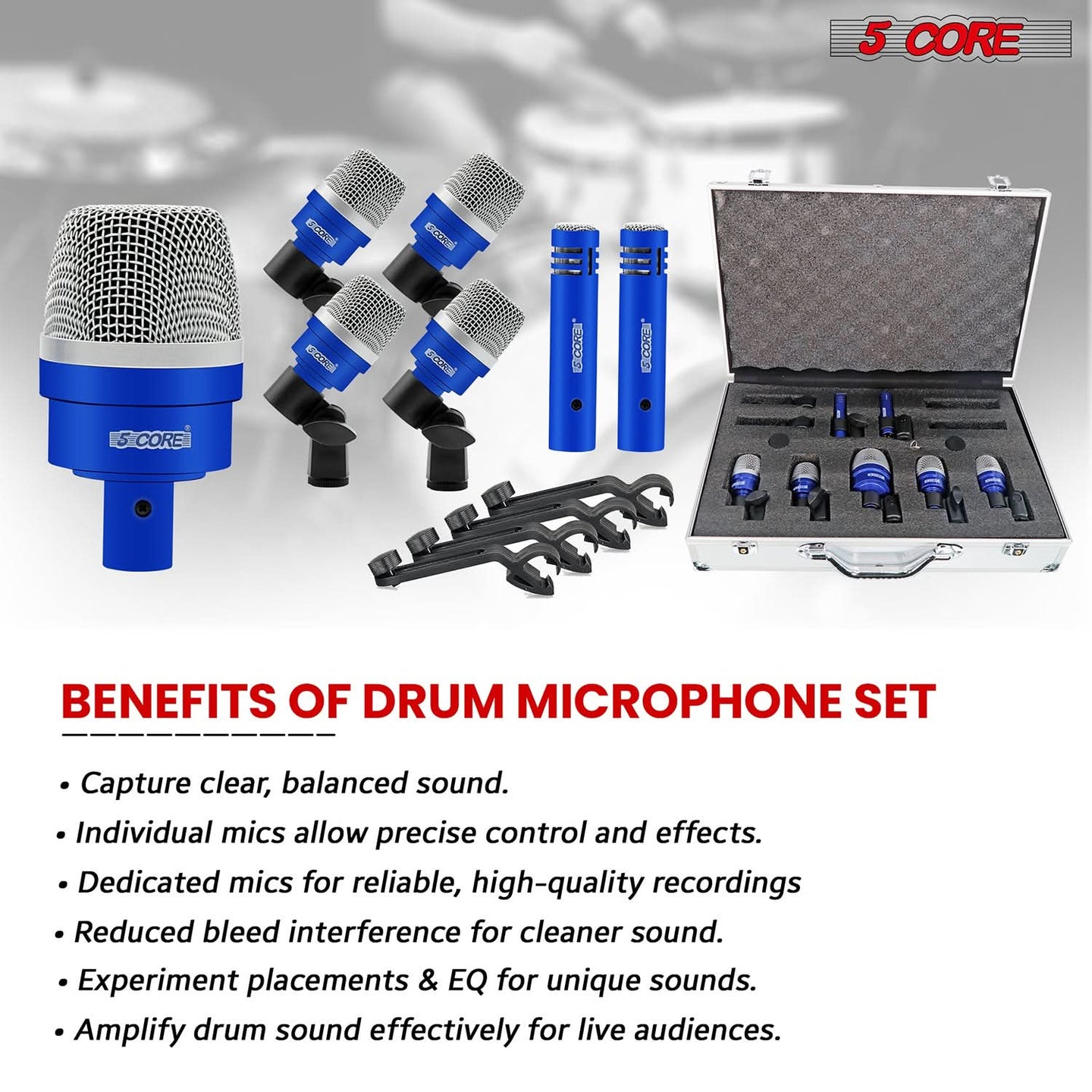 Drum microphone set offering the best benefits for studio and live performances.