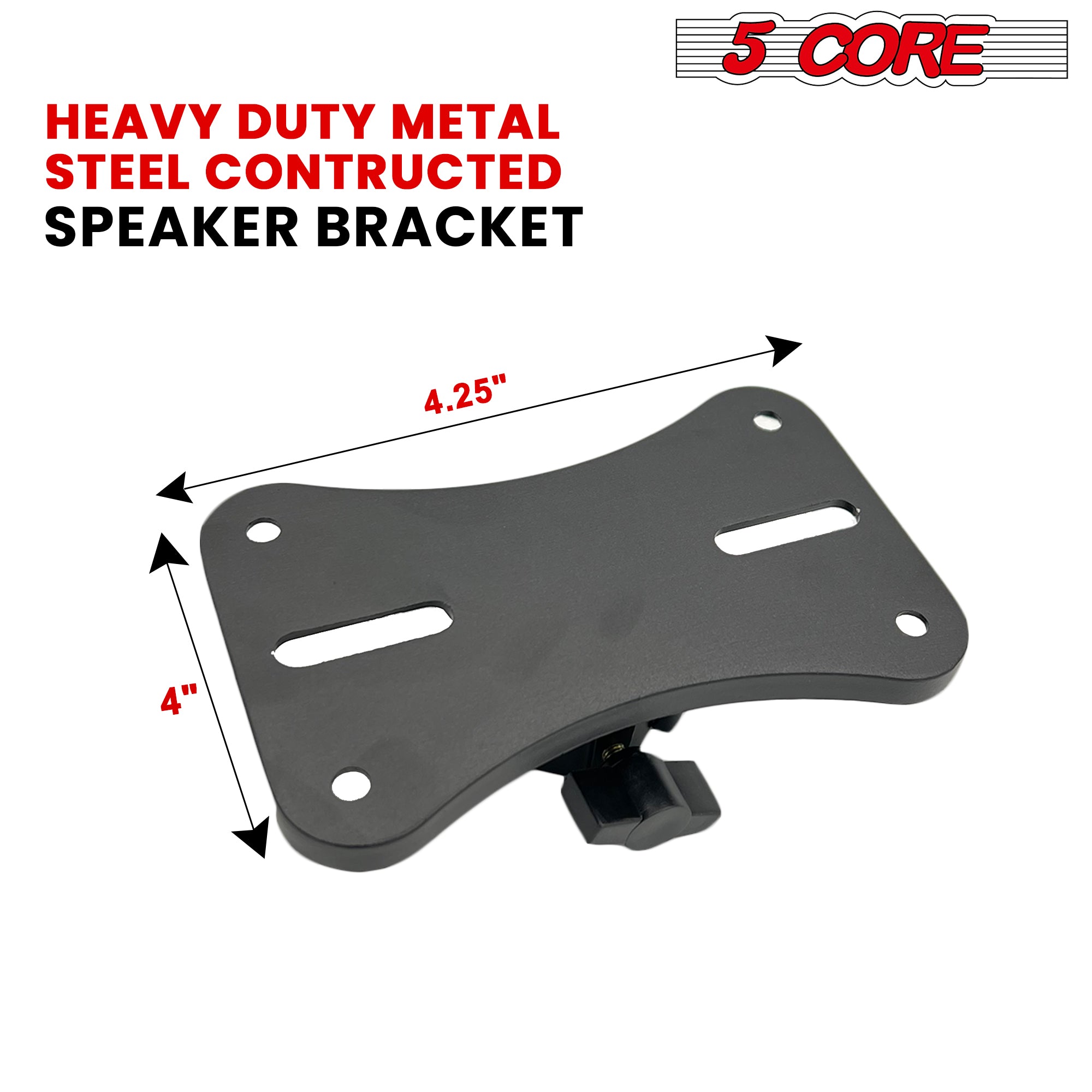 Speaker stand with heavy duty metal steel constructed speaker bracket.