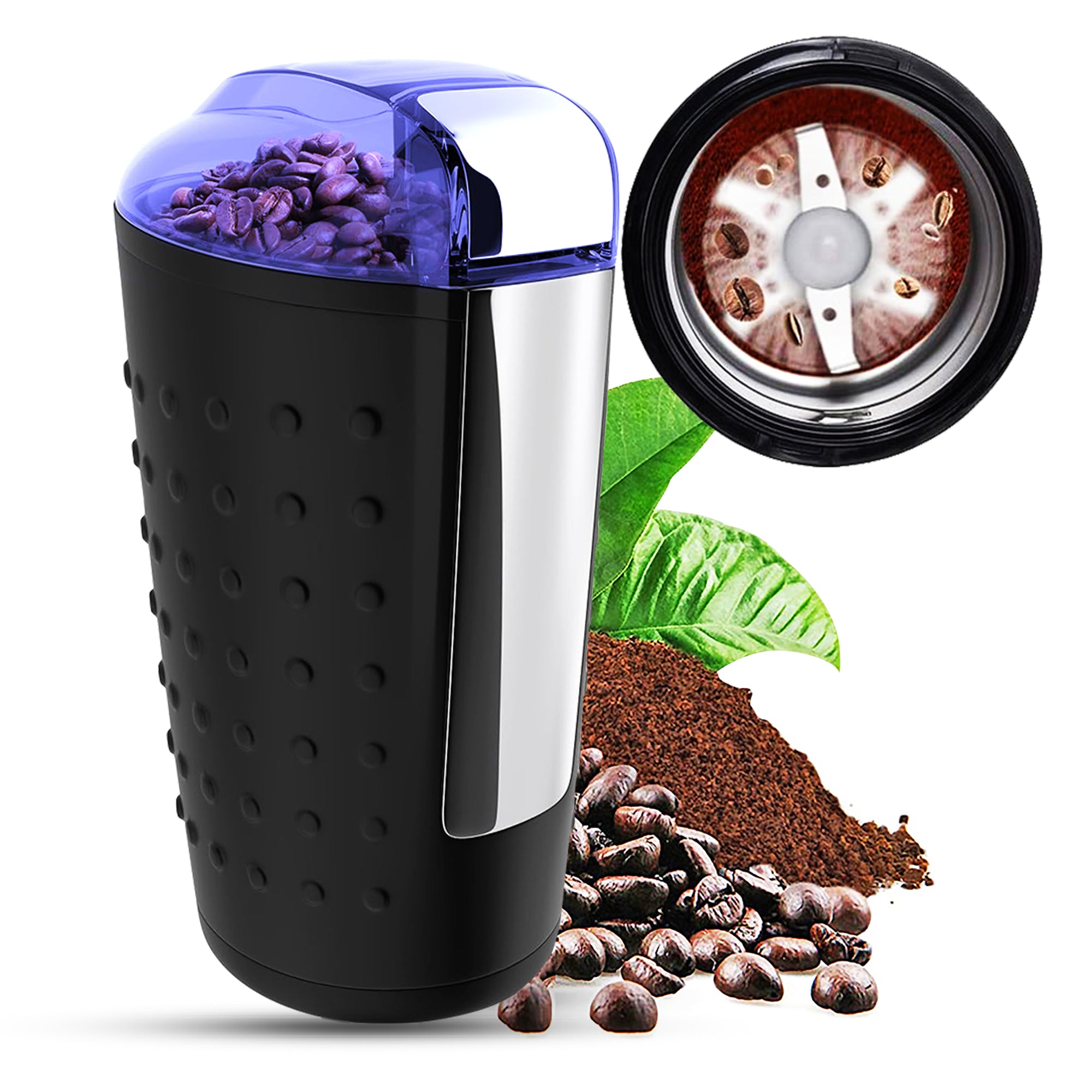5 Core Coffee Grinder Electric One-Touch Spice Grinders 12 Cups Capacity Stainless Steel Blades