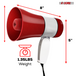 A compact and portable megaphone measuring 13.5" in length, 8" in diameter, 9.5" in height, and weighing 3.50 lbs.