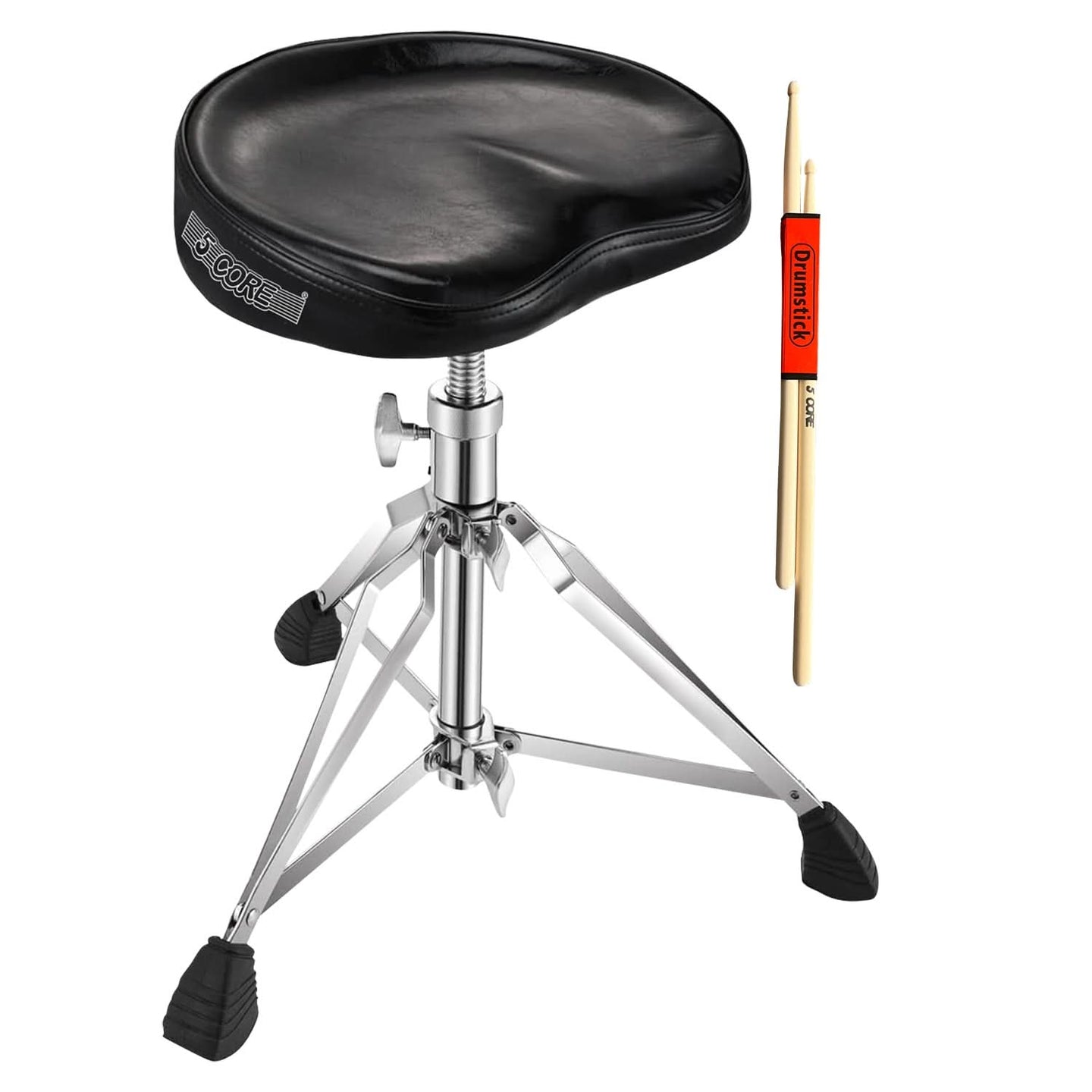 5 Core Drum Throne Comfortable Padded Stool Height Adjustable Music DJ Chair Heavy Duty Seat