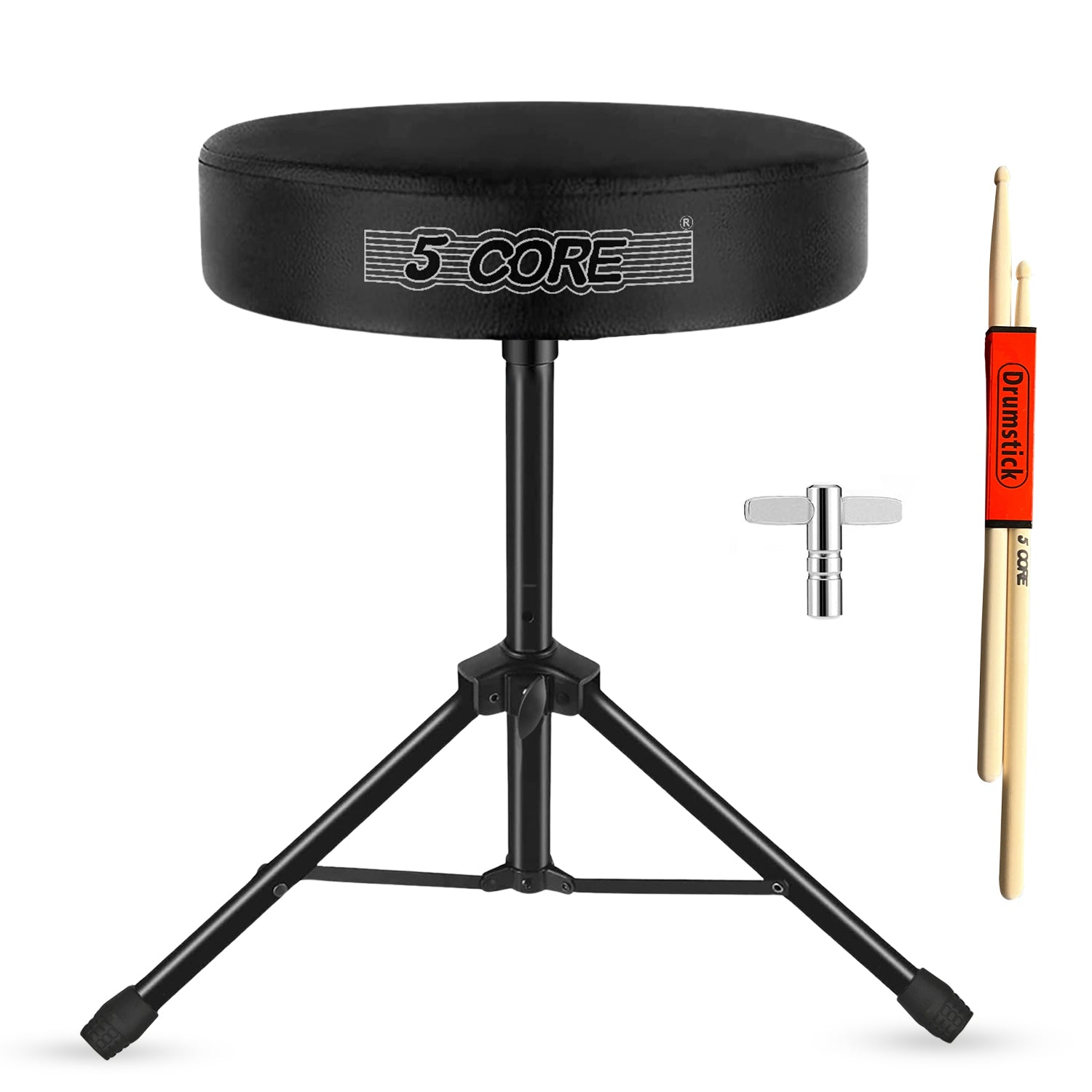 5Core Drum Throne Adjustable Guitar Stool Padded Drummer Seat for Adults & Kids BLACK