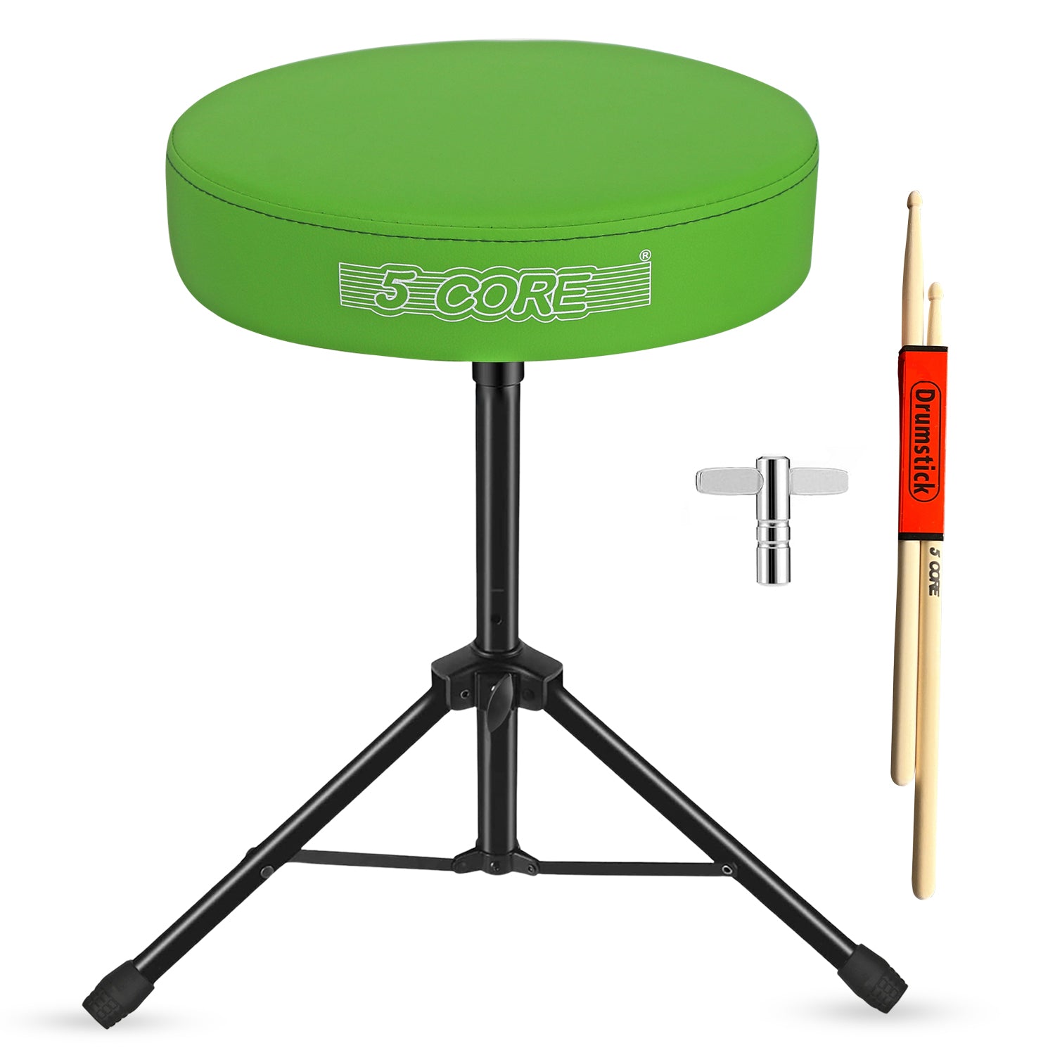 5Core Drum Throne Adjustable Guitar Stool Padded Drummer Seat for Adults & Kids GREEN