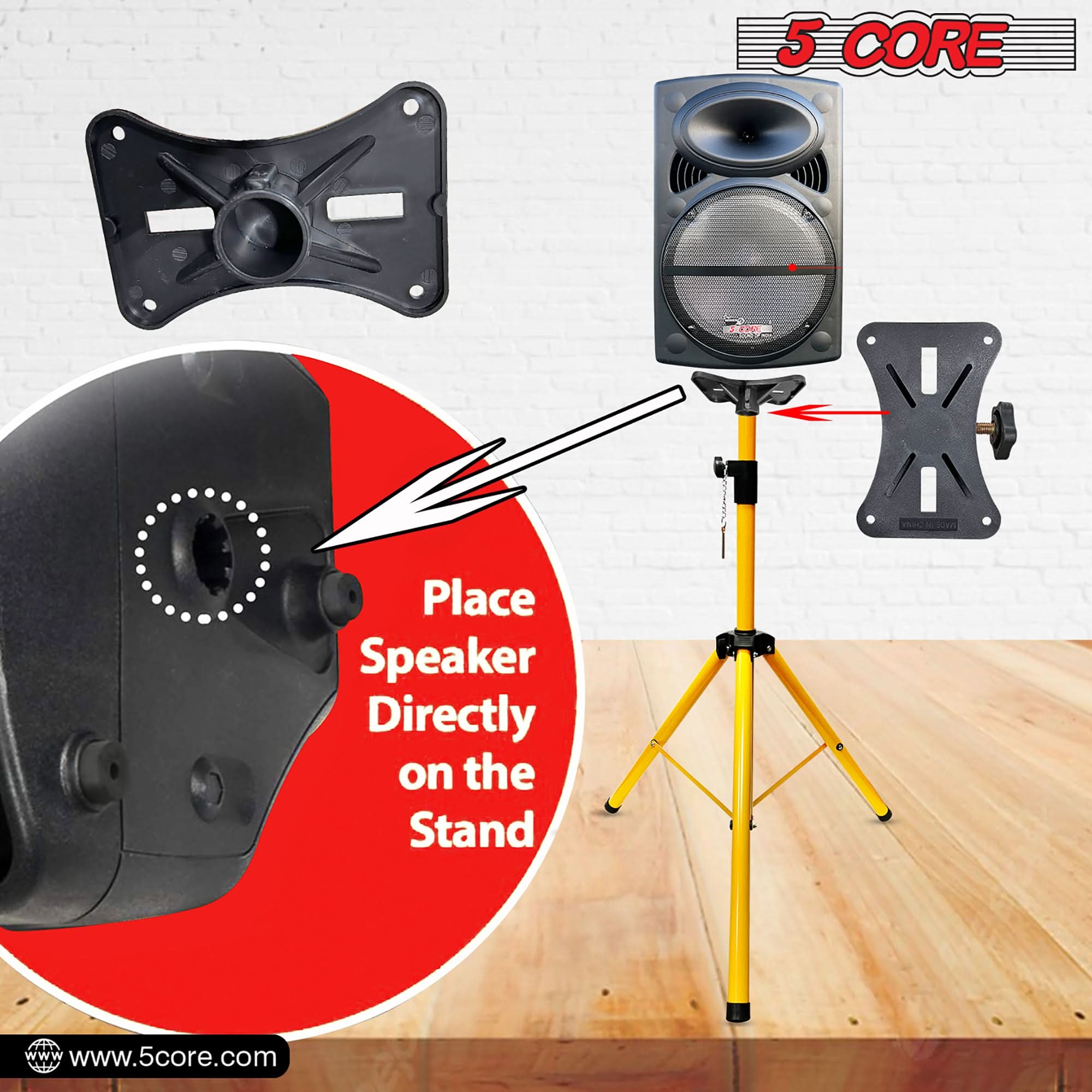 5Core Speaker Stand Tripod Tall Adjustable 72 Inch DJ Studio Monitor Stands Pole Mount BLACK