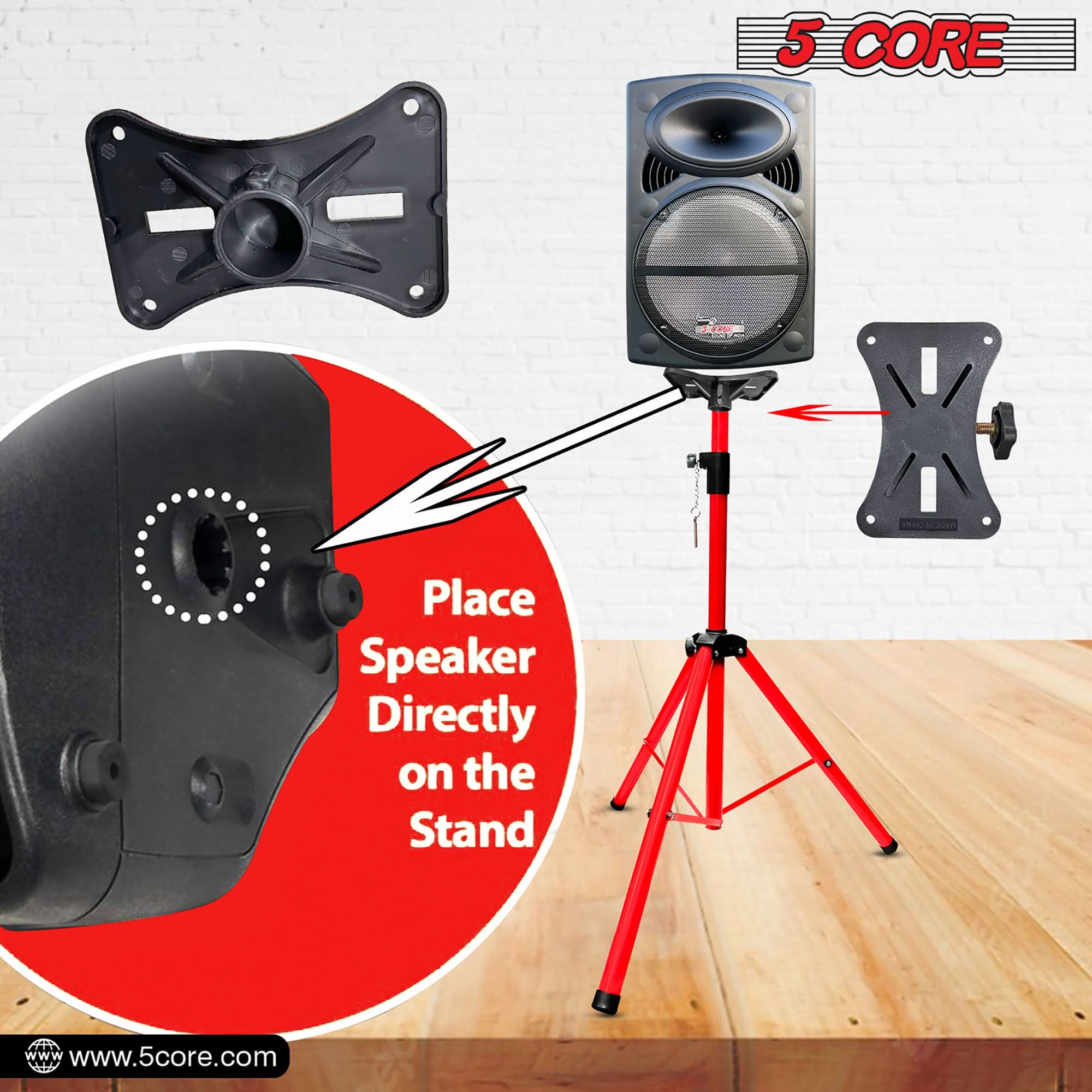 5Core Speaker Stand Tripod Tall Adjustable 72 Inch DJ Studio Monitor Stands Pole Mount