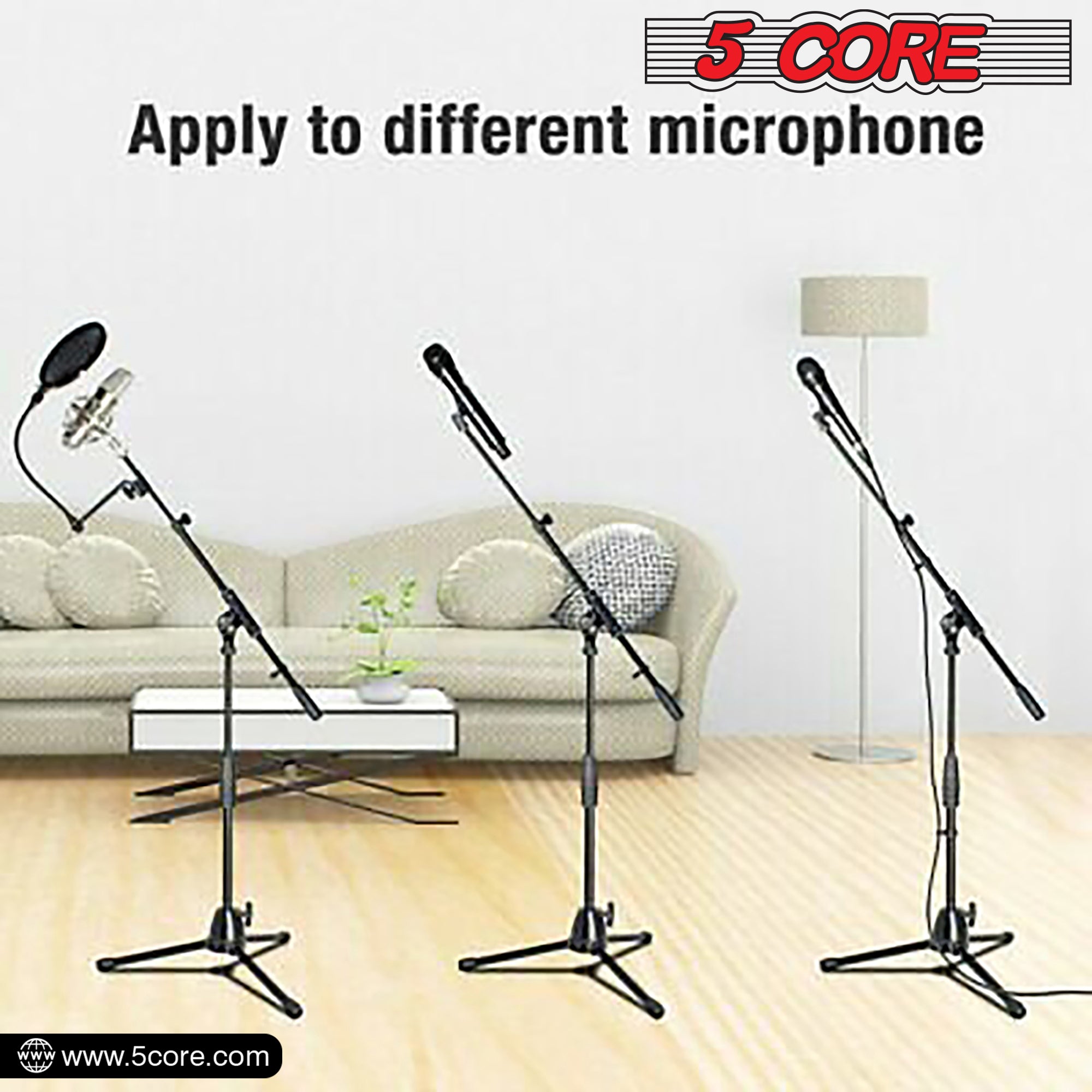 5 Core Handheld Dynamic Microphone and Tripod Metal Stand Kit • w Unidirectional Vocal Wired XLR Mic
