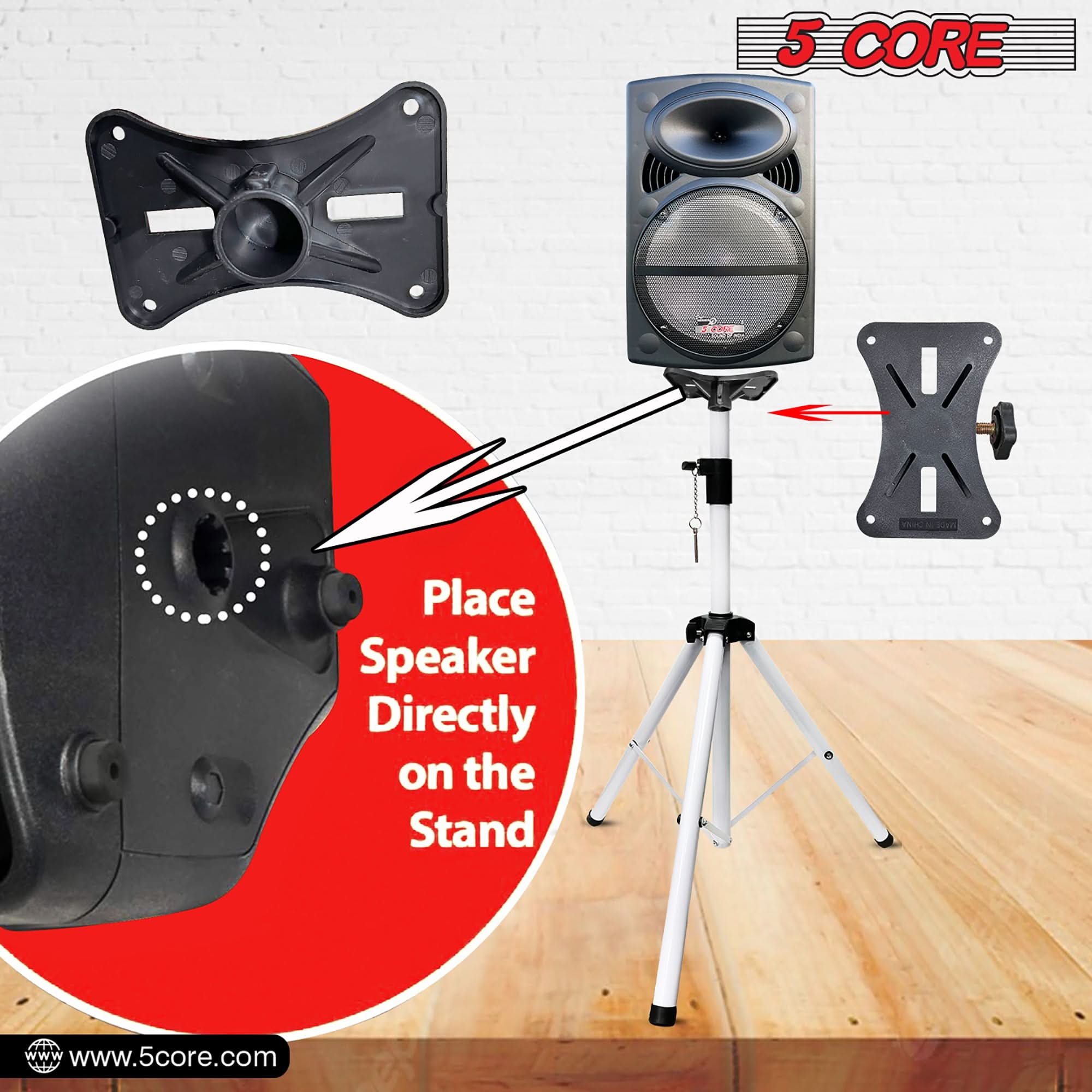 5Core Speaker Stand Tripod Tall Adjustable 72 Inch DJ Studio Monitor Stands Pole Mount BLACK