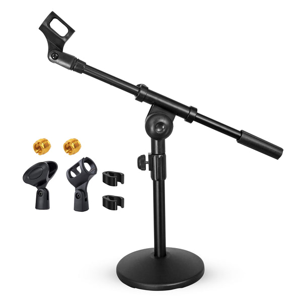 5Core Round Base Desktop Mic Stand Universal Desk Microphone Holder Table Top Stands BLACK