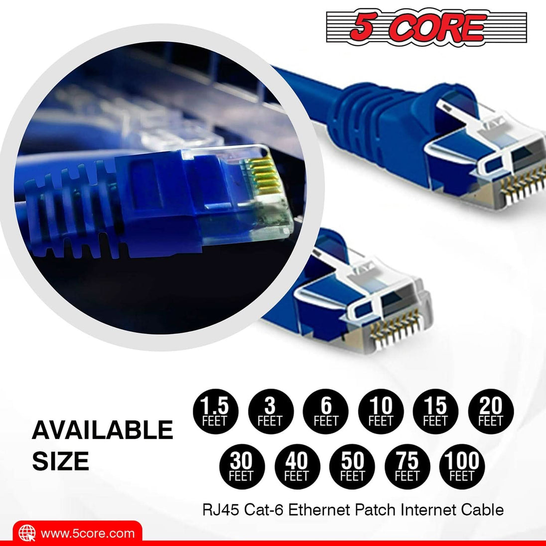 Ethernet cable with size options to accommodate different workspaces and setups.