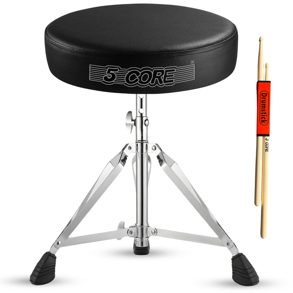 5Core Drum Throne Padded Adjustable Guitar Stool Drummer Seat for Adults & Kids BLACK