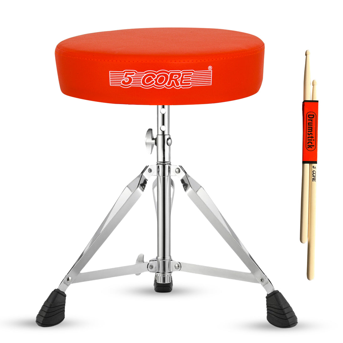 5Core Drum Throne Padded Adjustable Guitar Stool Drummer Seat for Adults & Kids ORANGE