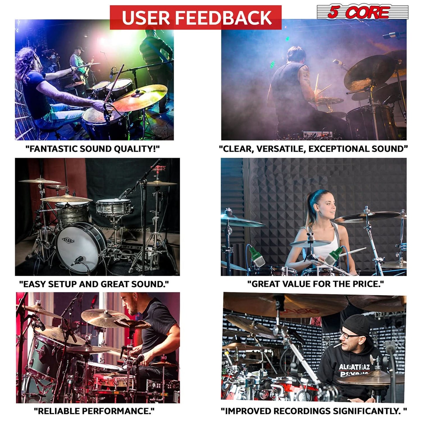 Drummers’ favorite drum microphone kit for clean, precise, and noise-free sound.