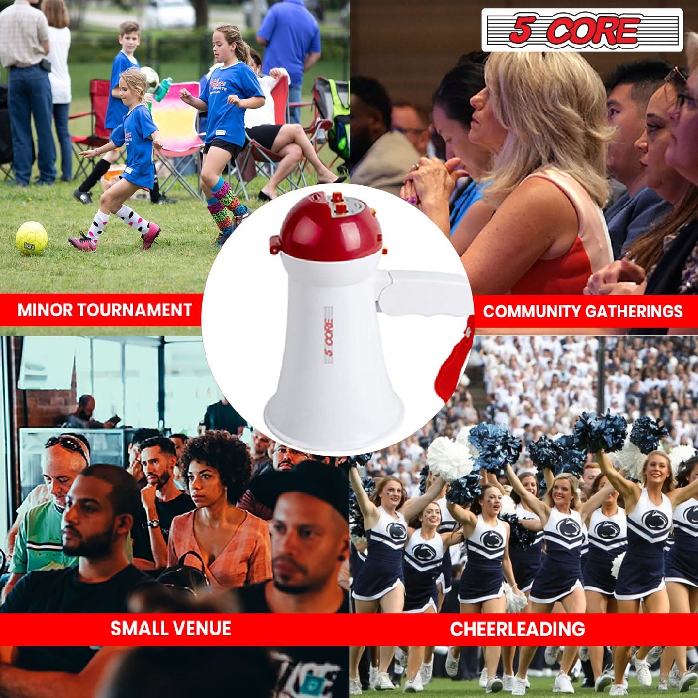 Megaphone with mic and siren, bullhorn speaker for effective crowd control.