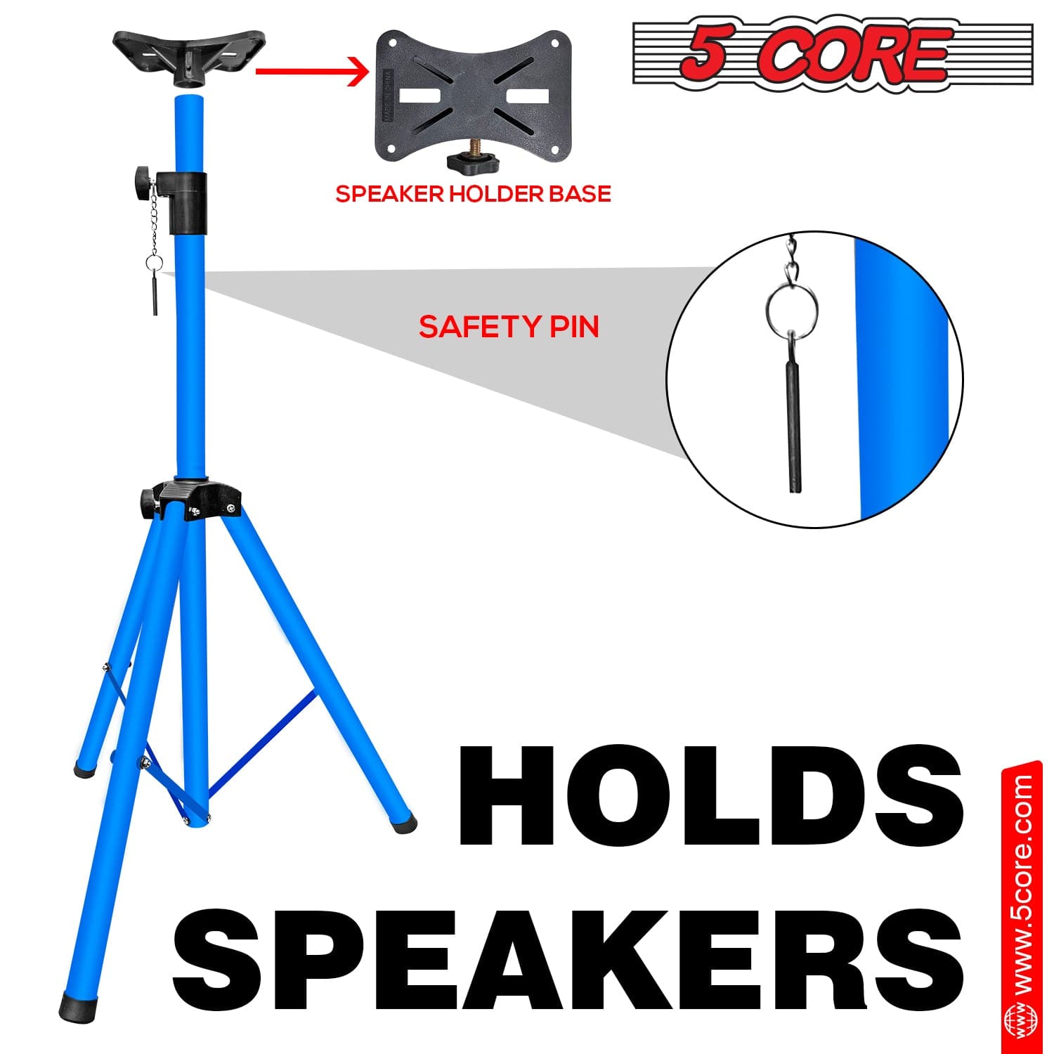 5Core Speaker Stand Tripod Tall Adjustable 72 Inch DJ Studio Monitor Stands Pole Mount