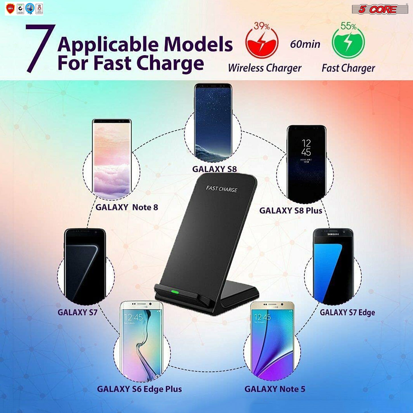 Enjoy fast and efficient charging with the 10W black charging stand.