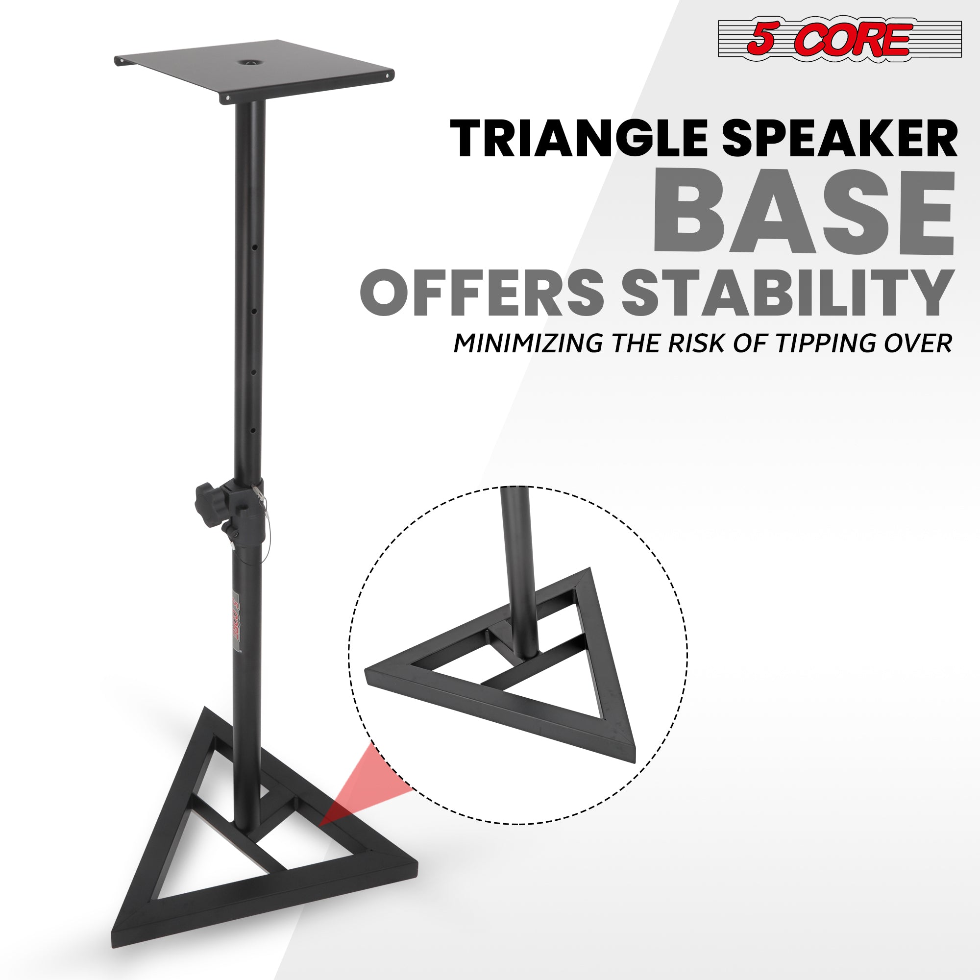 triangle speaker base offers stability