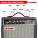 Feature-rich guitar amplifier with powerful sound, 3-band EQ, multiple inputs, and a compact portable design.