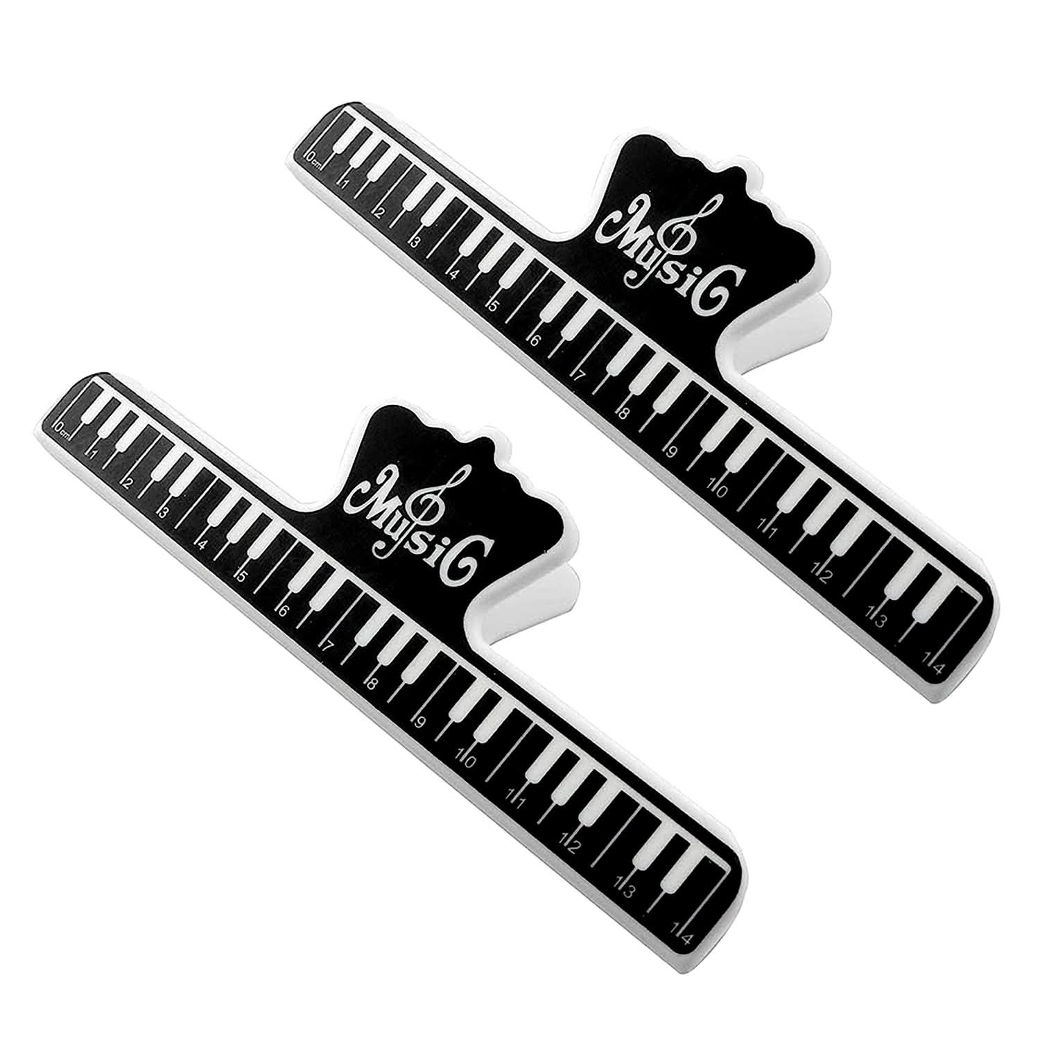 5Core Music Sheet Page Holder Clip 2PCS Black Durable Plastic Music Score Fixed Clips