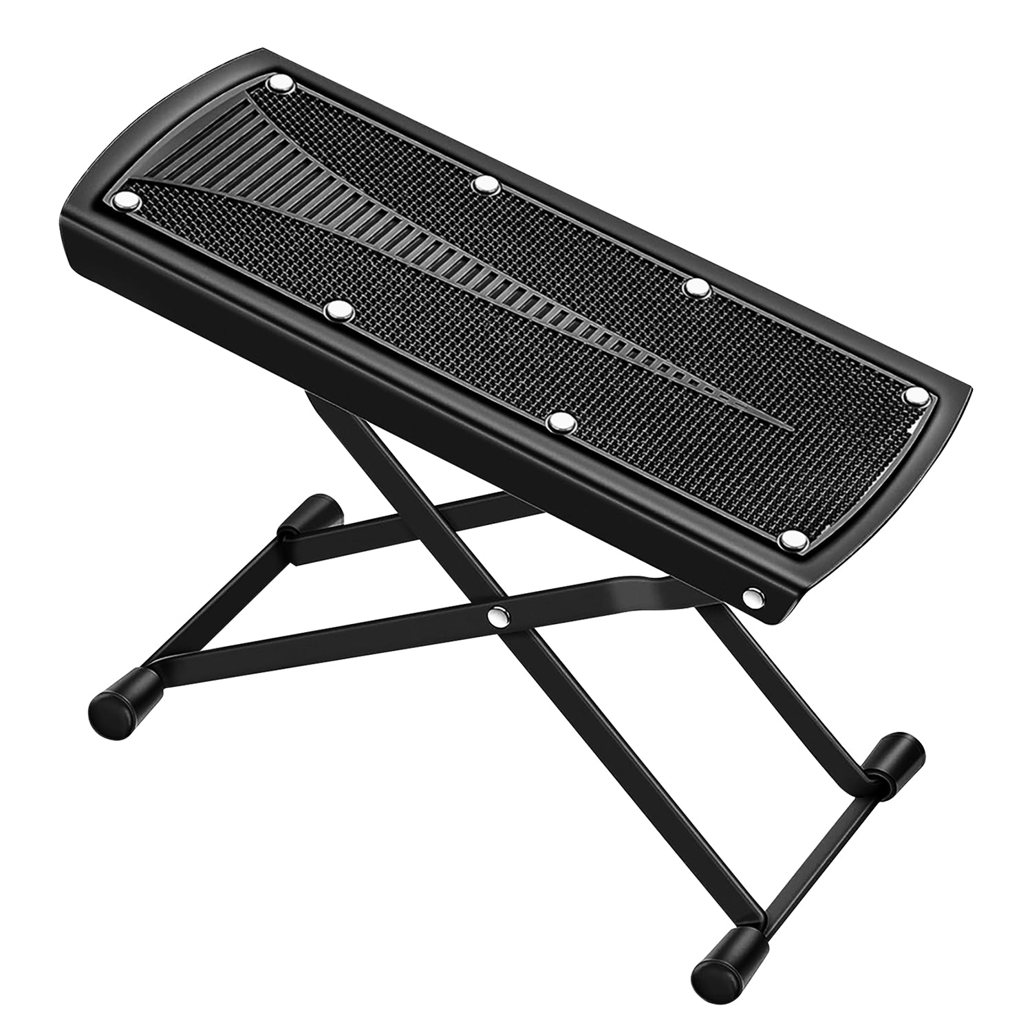 5 Core Guitar Foot Stool 6 Level Height Adjustable Leg Rest Rubber Pad Stable Foot Stand Black