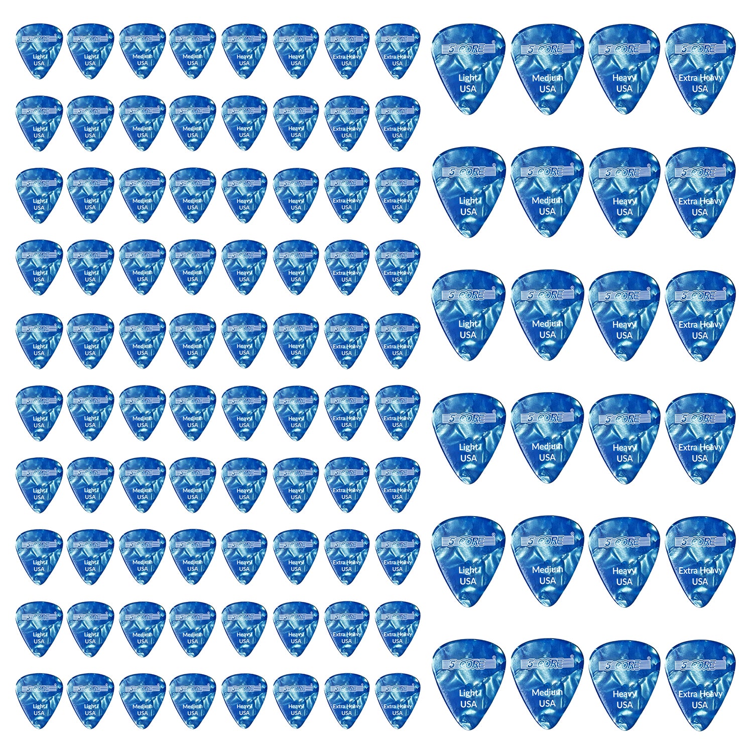 5 Core Guitar Picks 96 Pcs Light Medium Heavy and Extra Heavy Gauge Celluloid Guitar Pick for Acoustic Electric Bass Guitar