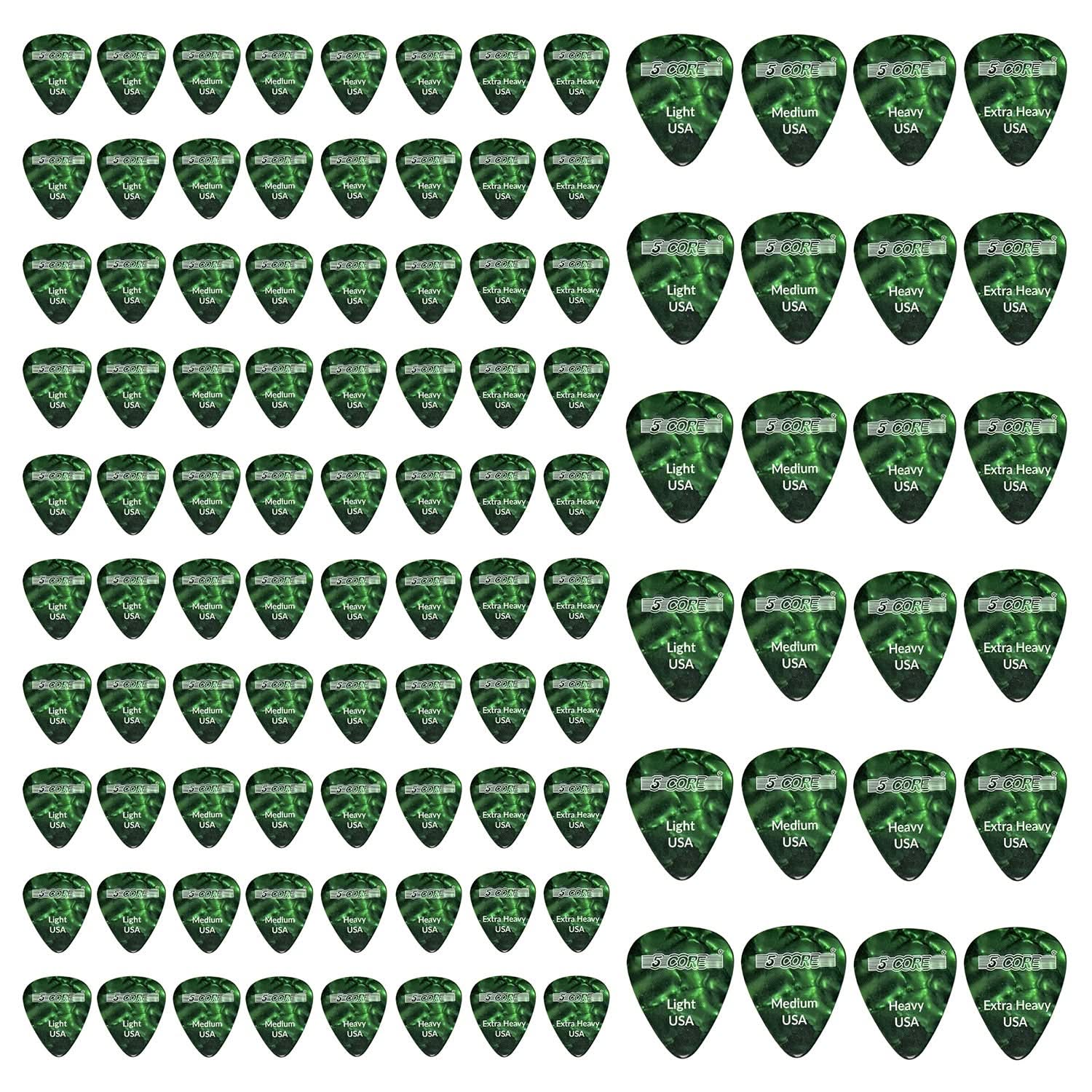 5 Core 96PCS Guitar Picks Celluloid Light Medium Heavy Extra Heavy Gauge Pick for Acoustic Electric Bass Guitar Puas Para Guitarra