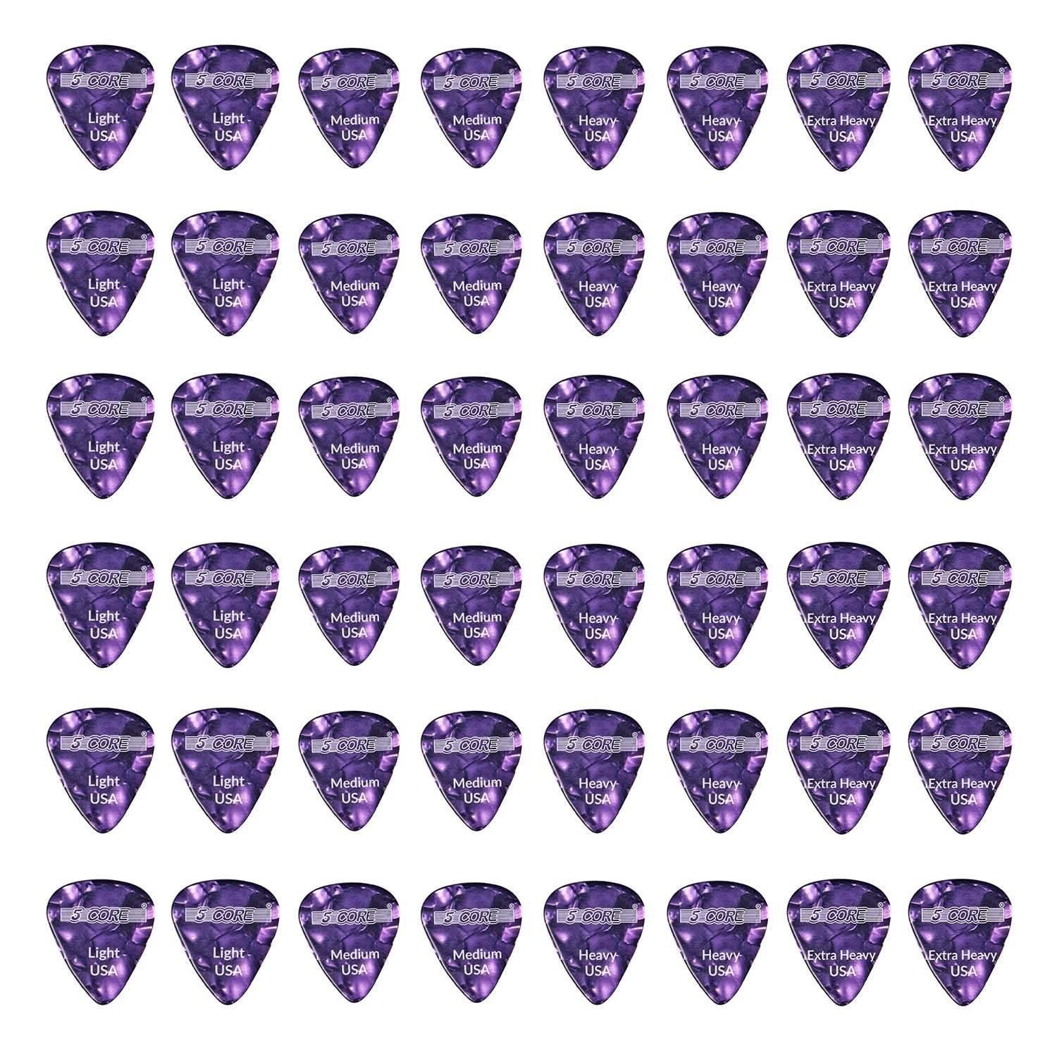 5 Core Guitar Picks Celluloid Light Medium Heavy Extra Heavy Gauge Pick for Acoustic Electric Bass Guitar Puas Para Guitarra