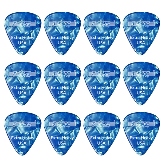 5 Core Guitar Picks | Blue Color Pick for Guitar 12 Pcs | Extra Heavy Gauge Durable Premium Celluloid Guitar Picks 1.2mm- G PICK EXH BLU 12PK