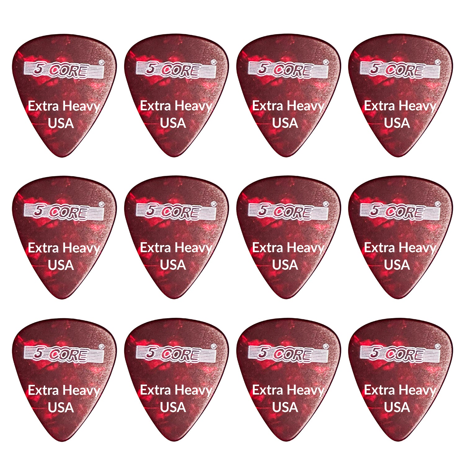5 Core Celluloid Guitar Picks 12Pack Extra Heavy Gauge Plectrums for Acoustic Electric Bass Guitars