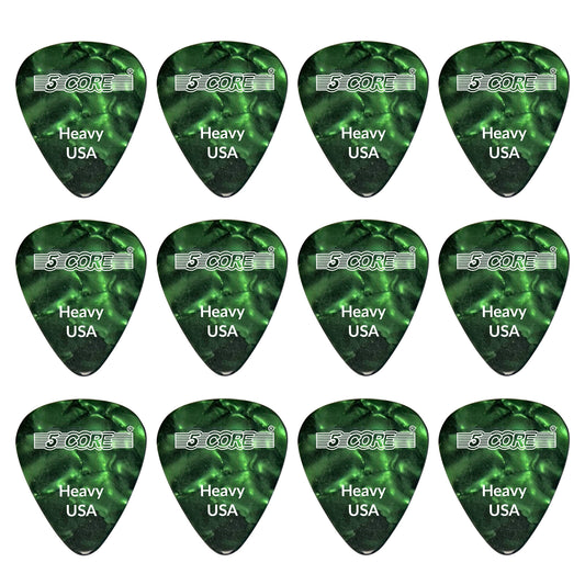 5 Core Guitar Picks | Green Color Pick for Guitar 12 Pcs | Heavy Gauge Durable Premium Celluloid Guitar Picks 0.96mm- G PICK H GR 12PK