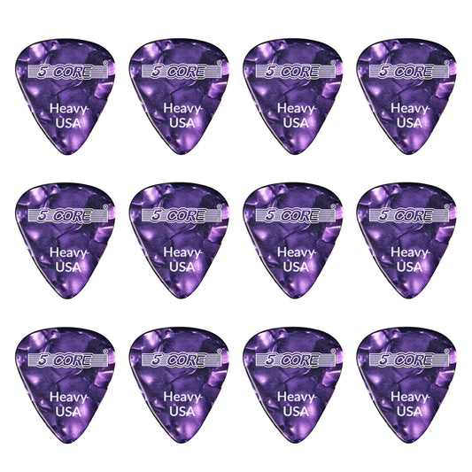 5 Core Guitar Picks | Purple Color Pick for Guitar 12 Pcs | Heavy Gauge Durable Premium Celluloid Guitar Picks 0.96mm- G PICK H PR 12PK