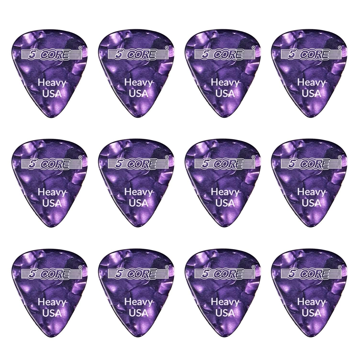 5Core Guitar Picks 0.96mm Celluloid Heavy Gauge Pick - Acoustic Electric Bass Guitars PURPLE