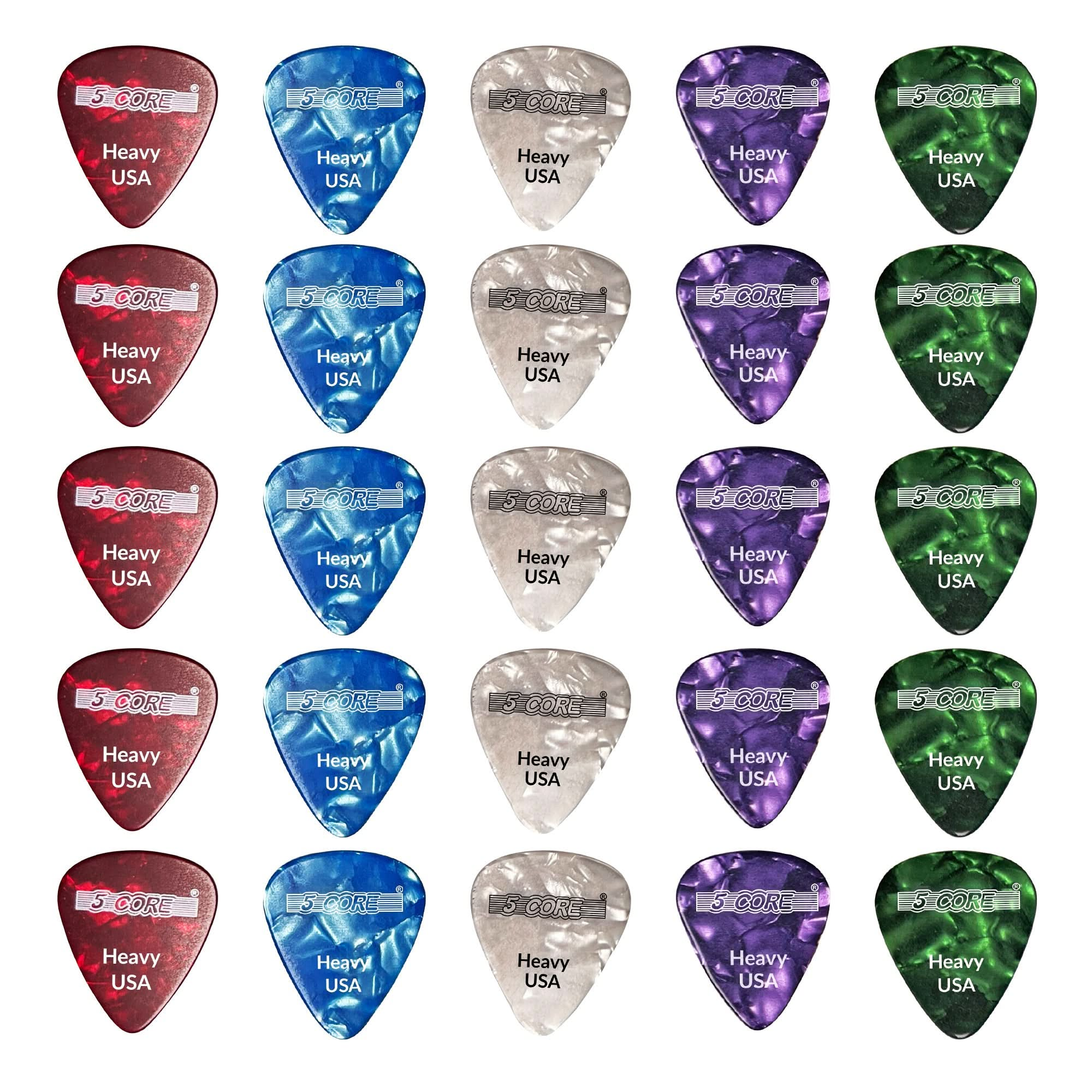 5Core Guitar Picks 0.96mm Celluloid Heavy Gauge Pick - Acoustic Electric Bass Guitars RGWPB