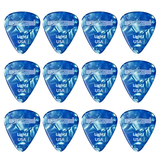 5 Core Guitar Picks | Blue Color Pick for Guitar 12 Pcs | Light Gauge Durable Premium Celluloid Guitar Picks 0.46mm- G PICK L BLU 12PK