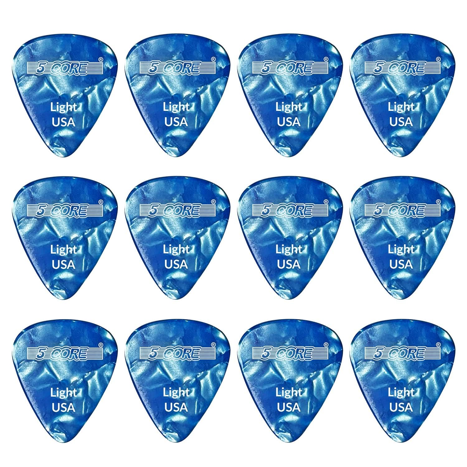 5Core Guitar Picks Celluloid Light Gauge 0.46mm Pick - Acoustic Electric Bass Guitars BLUE