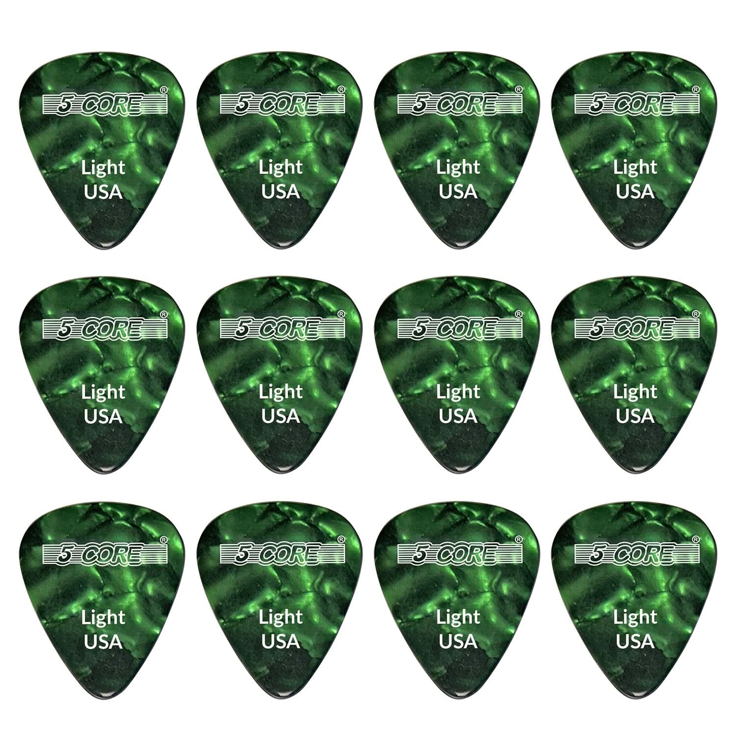 5Core Guitar Picks Celluloid Light Gauge 0.46mm Pick - Acoustic Electric Bass Guitars GREEN