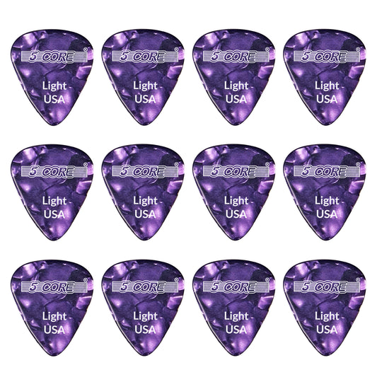 5 Core Guitar Picks | Purple Color Pick for Guitar 12 Pcs | Light Gauge Durable Premium Celluloid Guitar Picks 0.46mm- G PICK L PR 12PK