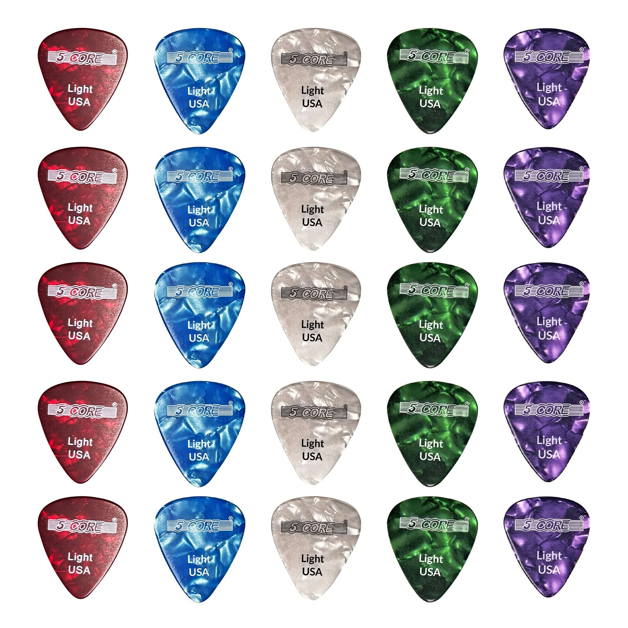 5Core Guitar Picks Celluloid Light Gauge 0.46mm Pick - Acoustic Electric Bass Guitars RGWPB