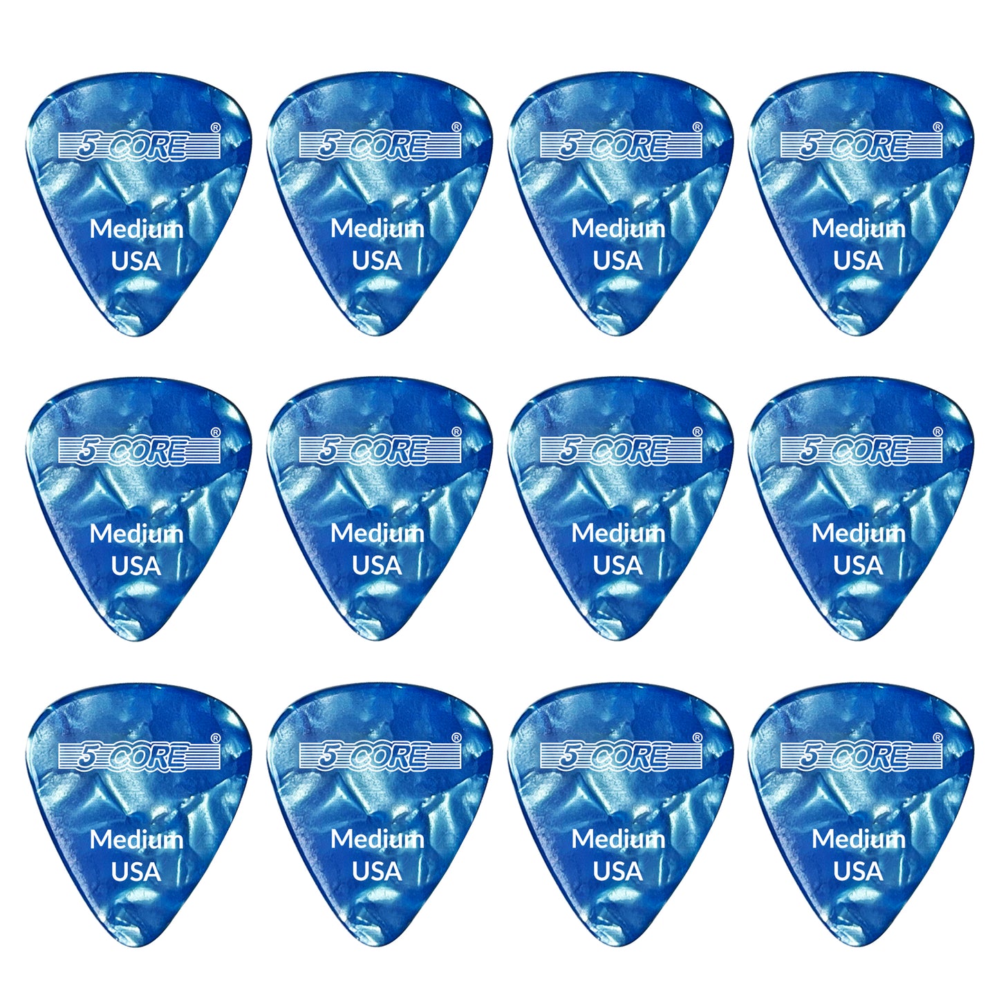 5 Core Guitar Picks | Blue Color Pick for Guitar 12 Pcs | Medium Gauge Durable Premium Celluloid Guitar Picks 0.71mm- G PICK M BLU 12PK