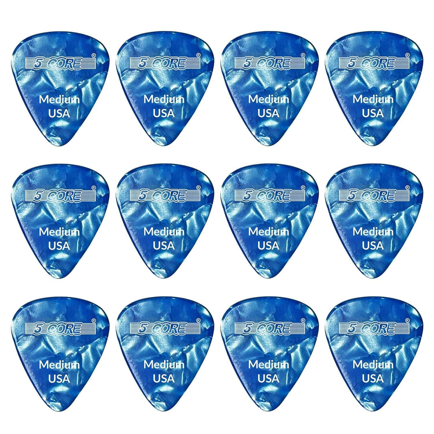 5Core Guitar Picks 0.71mm Celluloid Medium Gauge Pick - Acoustic Electric Bass Guitars BLUE