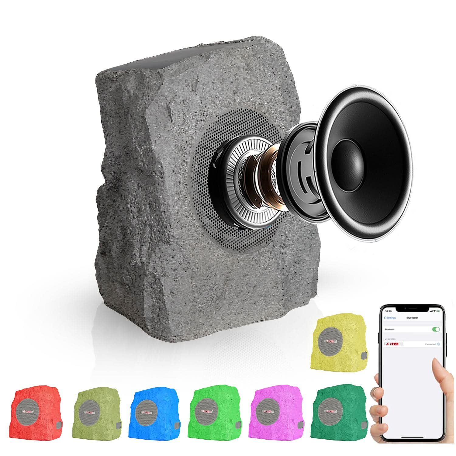 Innovative Technology Outdoor Rock Speaker Pair - Wireless authentic Bluetooth , for Garde