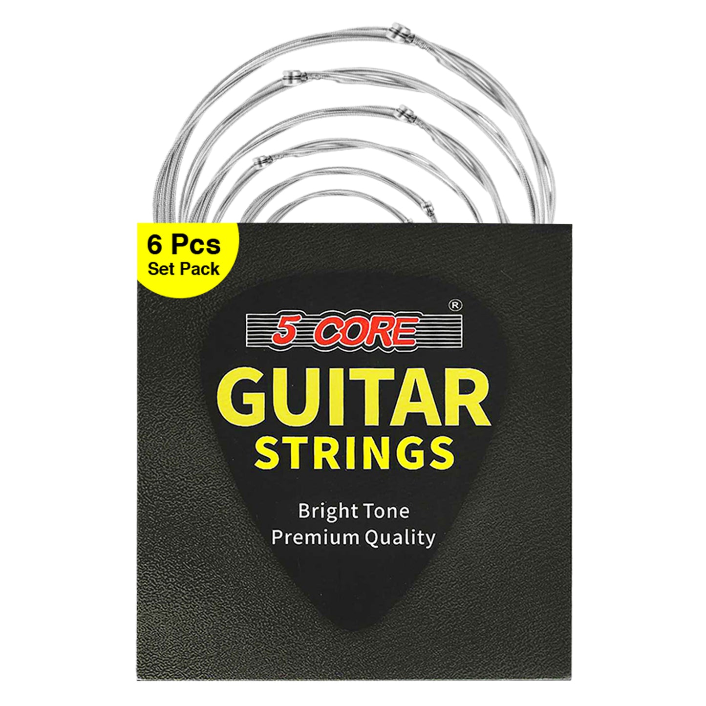 5 Core Guitar Strings 6 Pieces in 1 Set| Steel Core strings Light-Gauge 0.010-0.048 | Plain Steel Core, Steel Acoustic Guitar Strings for Clear, Focused, Brilliant Tone- GS AC